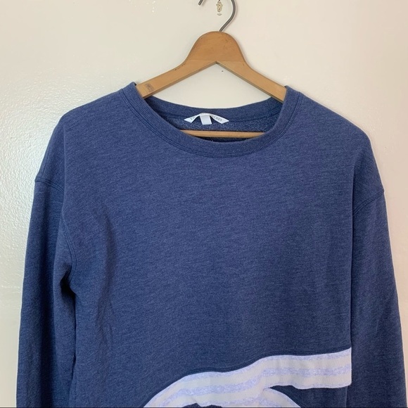 [Victoria's Secret] Blue Long Sleeve Cropped Crewneck Crossover Hem Sweater - Picture 2 of 10